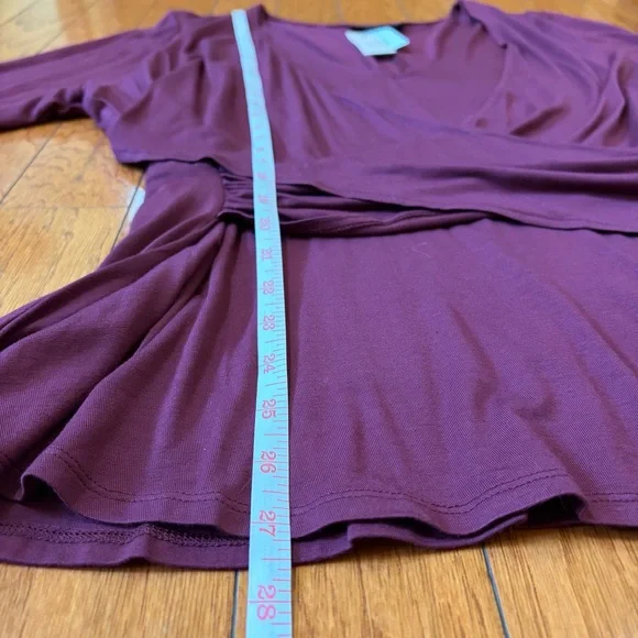 Lane Bryant Wrap Top Blouse Burgundy Wine Size 18/20 - Picture 7 of 11